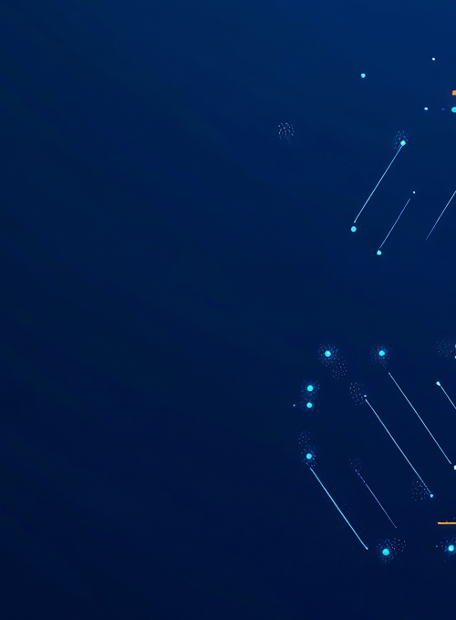 Abstract geometric dark blue and orange square theme overlap background for graphic design by Azis Stock